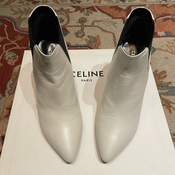 Celine White Cropped Chelsea Boots 85 size 37 - Picture 3 of 6